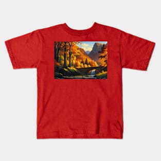 Autumn River in a Golden Afternoon Kids T-Shirt